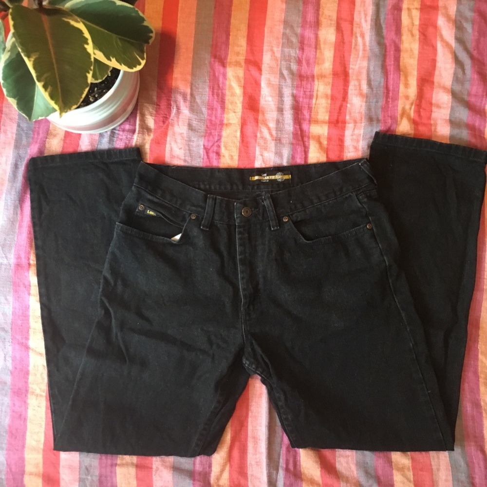 Vintage Black Lee Straight Leg Jeans Size 34
